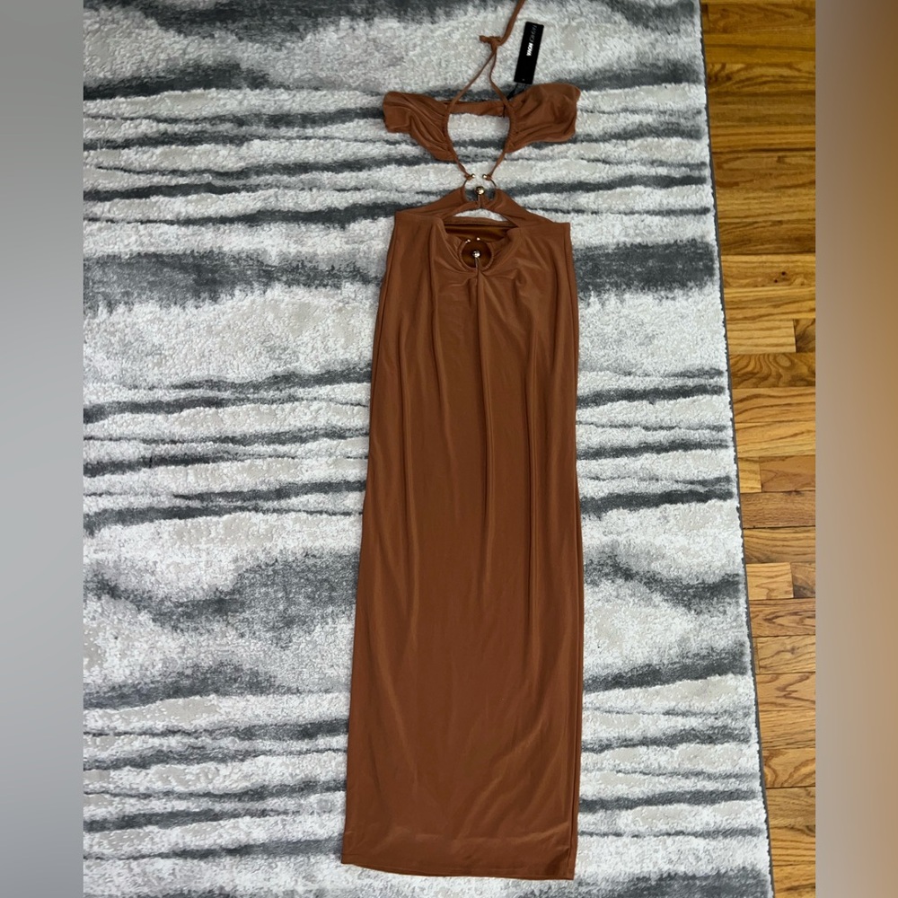 Fashion Nova Strapless Brown Dress